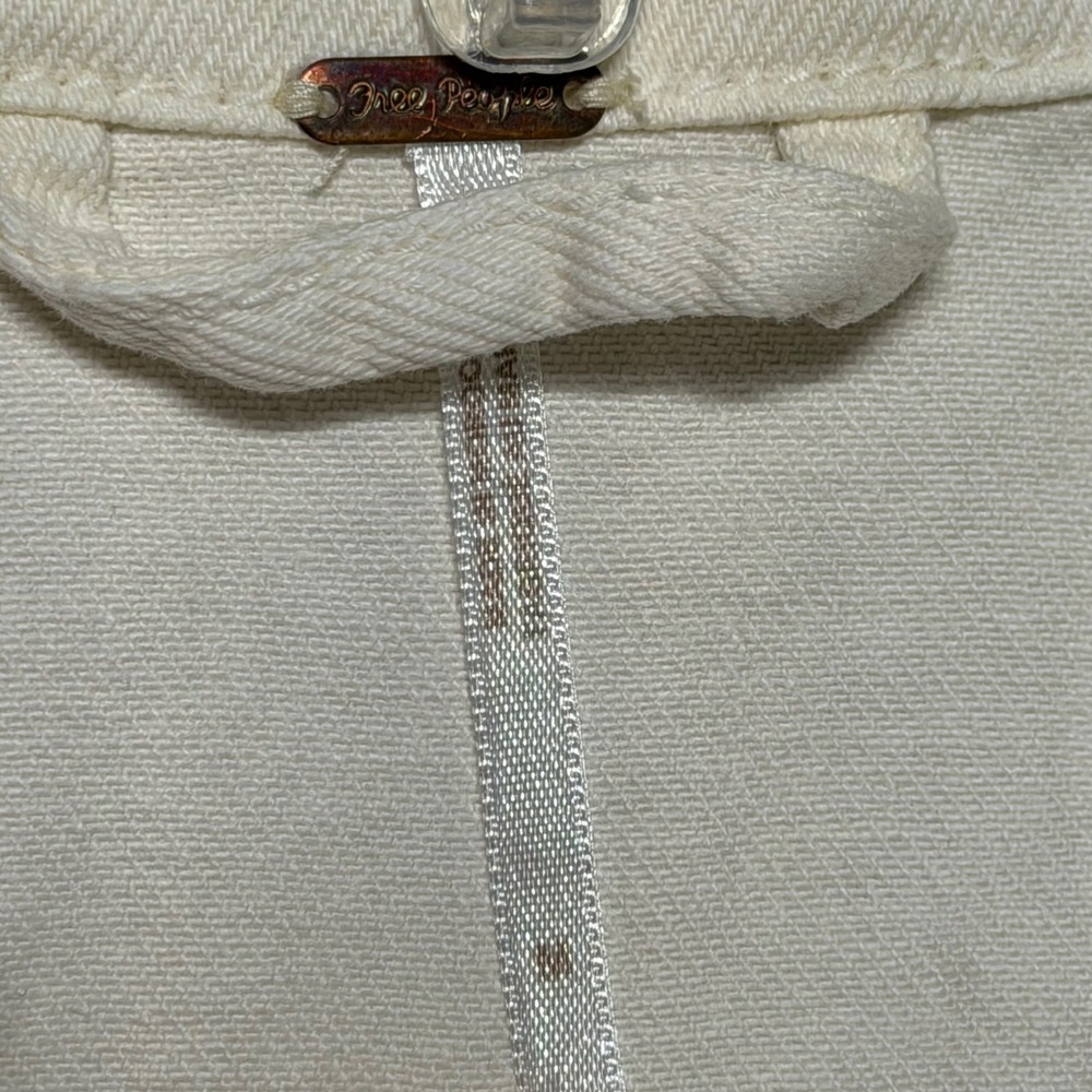 Free People Womens Cream Denim Trucker Jacket Off White Cotton Size Small - Picture 3 of 15